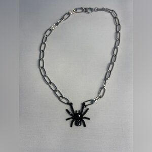 Black Spider Pendant Necklace
